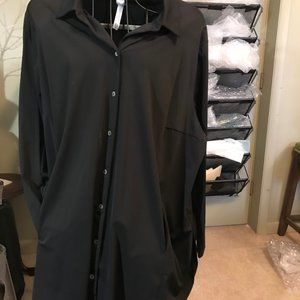 L/S Button Front Black Shirt w/ Pockets and Pleats